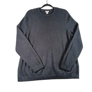 L.L. Bean Sweater Womens 2X Black 100% Cashmere Crewneck Pullover Plus Size Knit